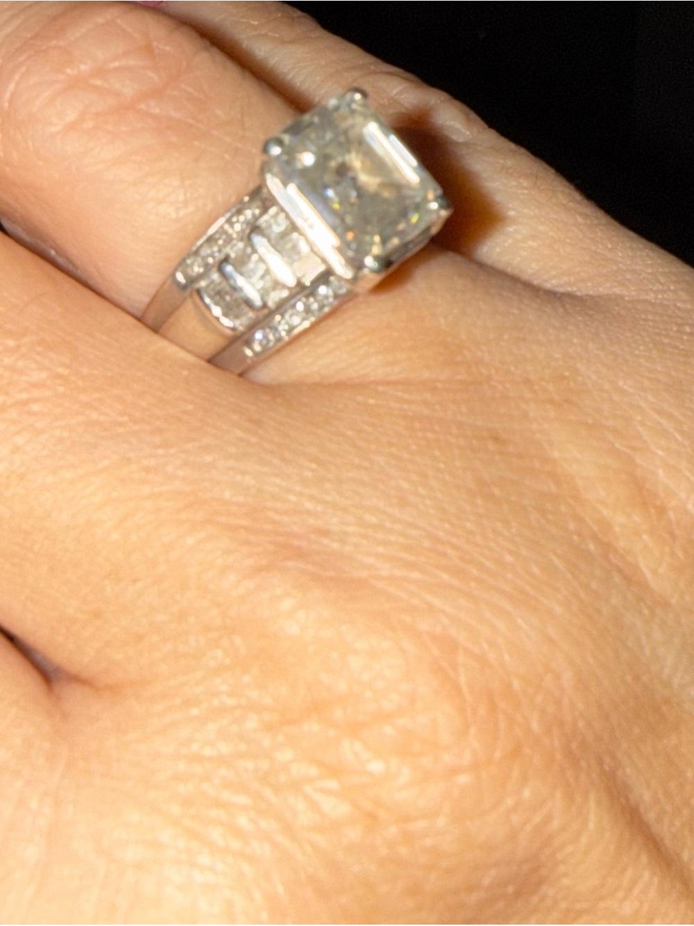 Silver-Tone Clear Stone Engagement Ring with Sparkling Accents - Silver